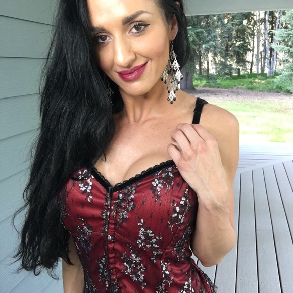 torrid Tops - Torrid sexy red black bustier lace overlay